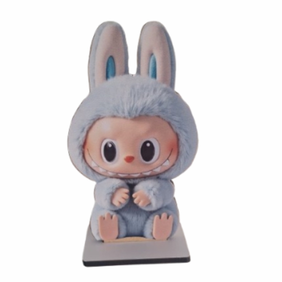 Labubu  azul - peça de madeira PP